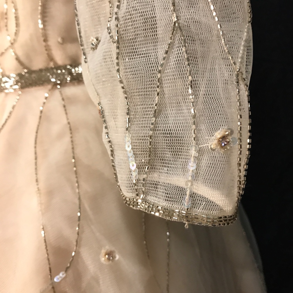 Designer Dark Ivory Silk Wedding Dress Prom Quinceañera 8 Sleeves NEW SB Dryden - Picture 6 of 7